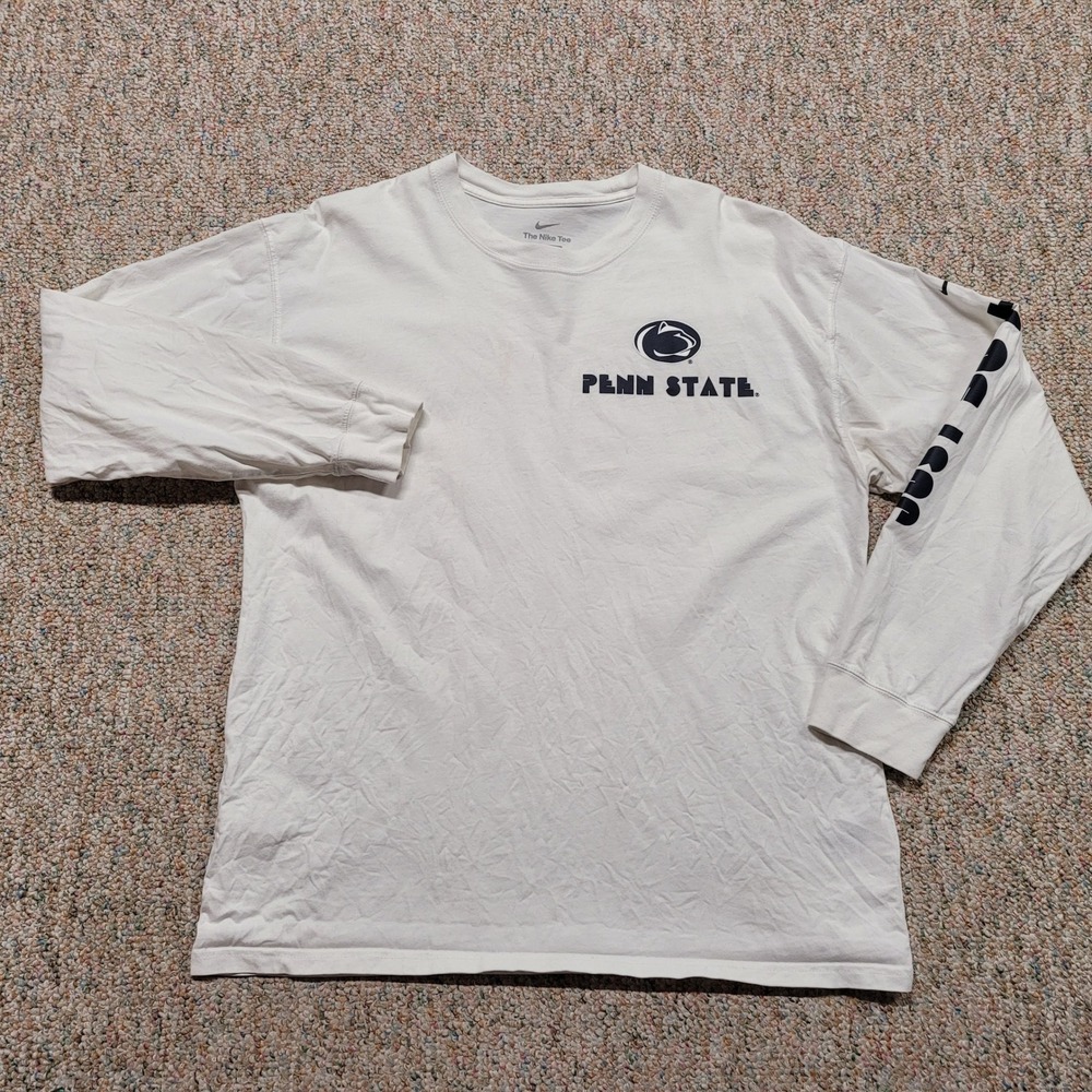 Nike Penn State Shirt Mens Large White Long Sleeve Nittany Lions NCAA Loose Fit